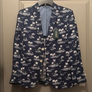 Ralph Lauren Tropical Print Blazer in Navy and White